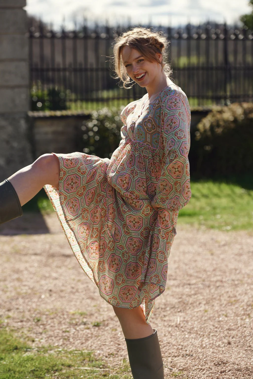 Vintage Tiles Pink Boho Dress - Image 5