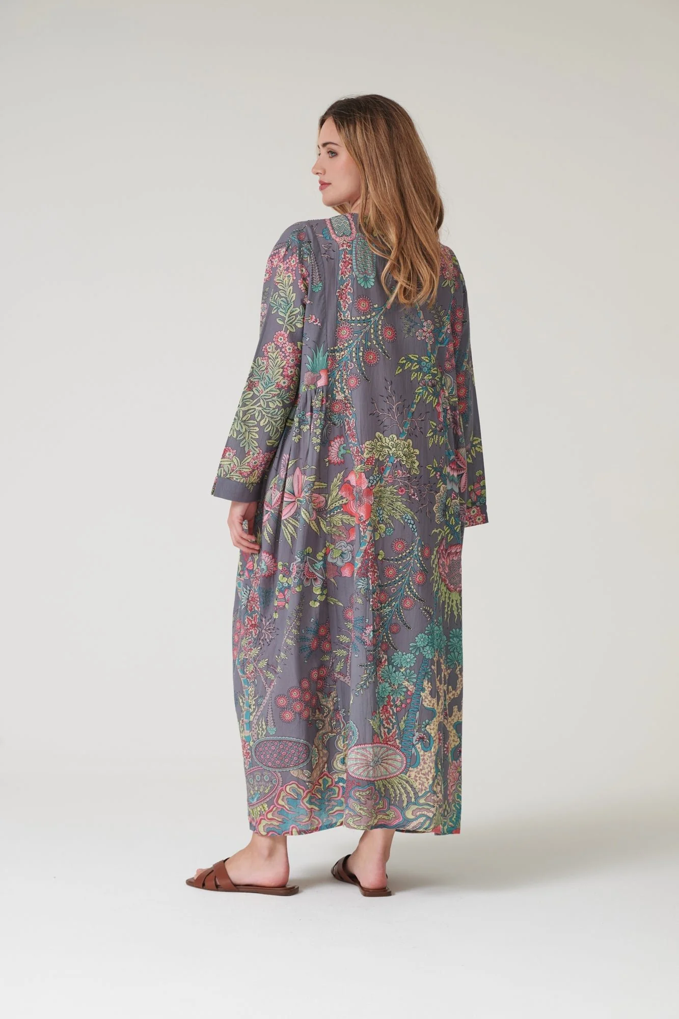 Boho Garden Grey Pinch Pleat Dress - Image 10