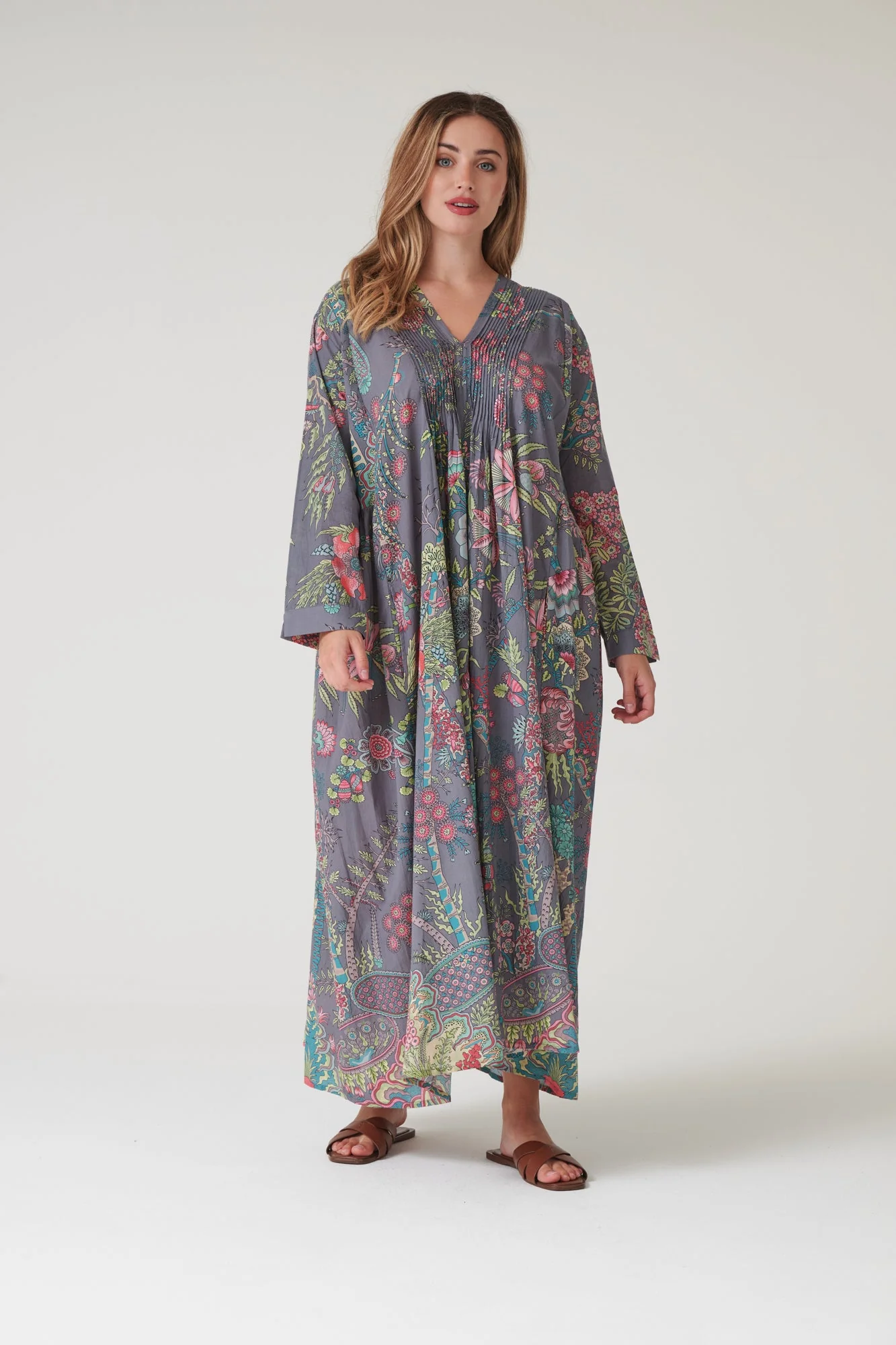 Boho Garden Grey Pinch Pleat Dress - Image 8