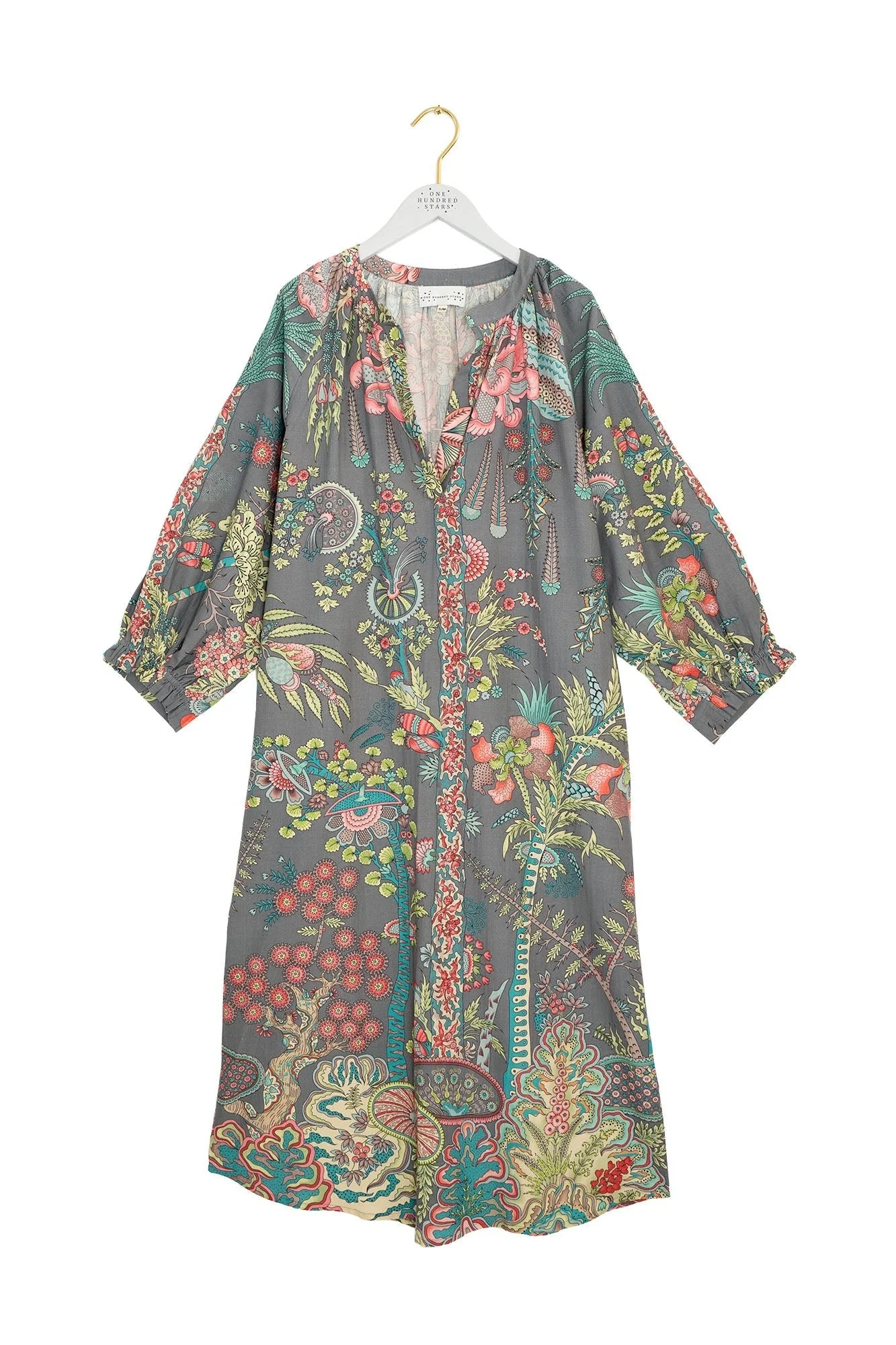 Boho Garden Grey Raglan Dress