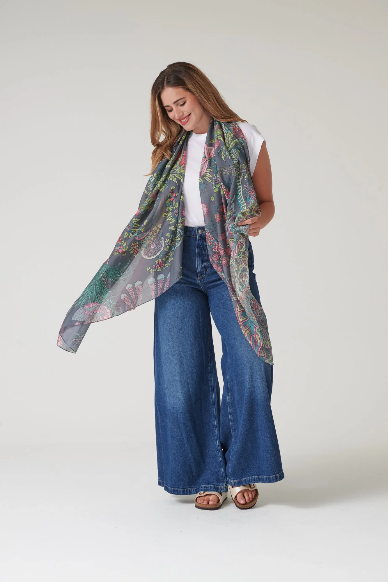 Boho Garden Grey Scarf