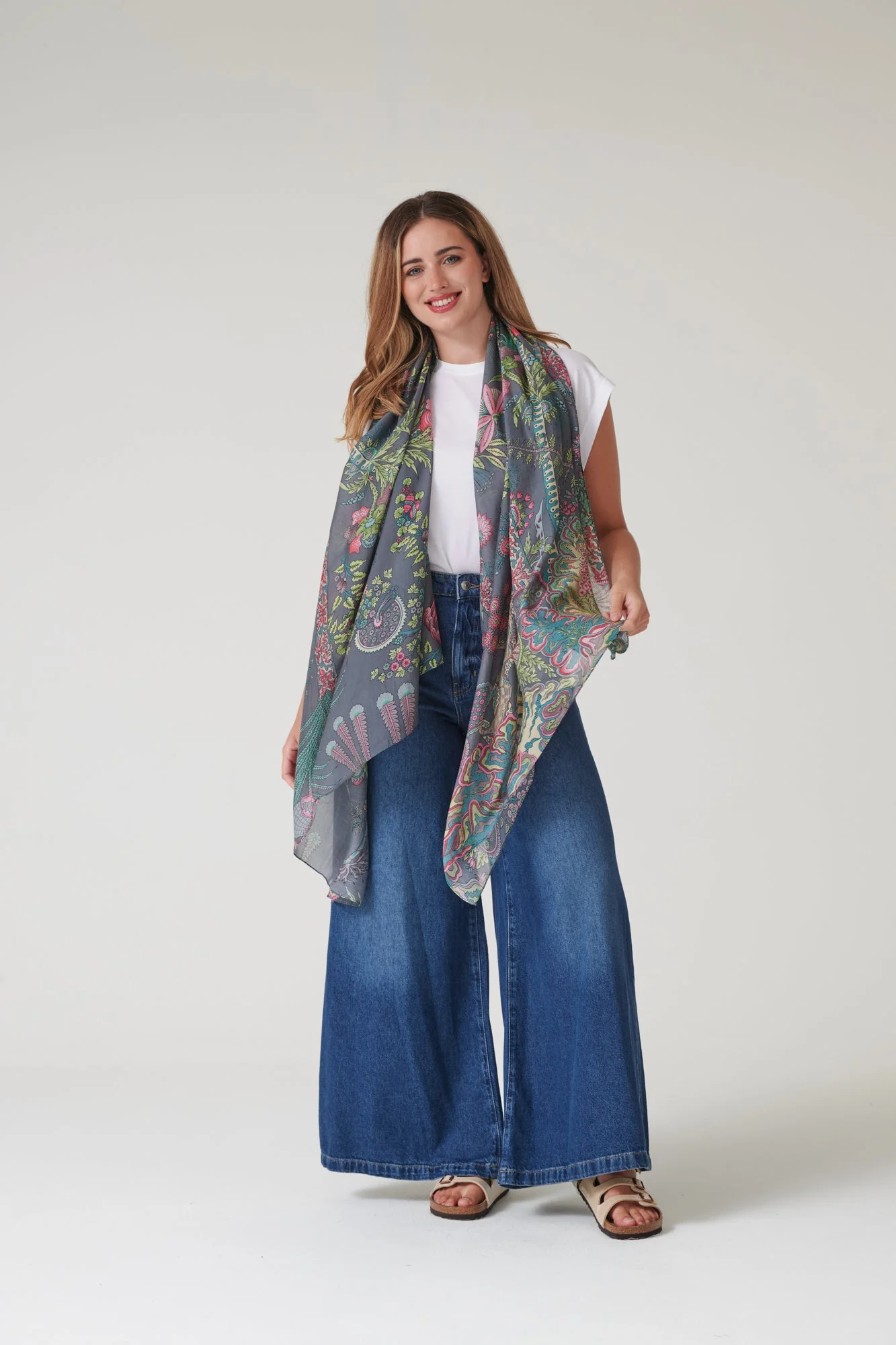 Boho Garden Grey Scarf - Image 3
