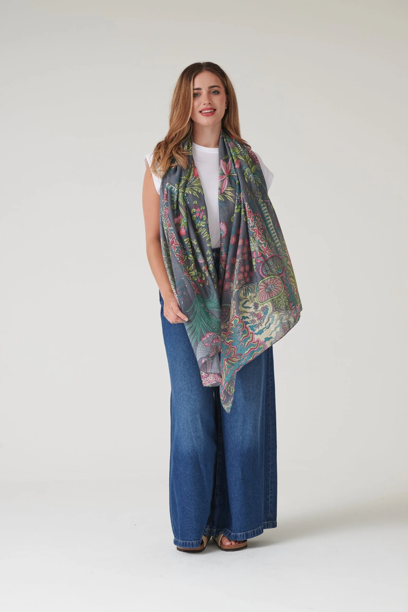 Boho Garden Grey Scarf - Image 4