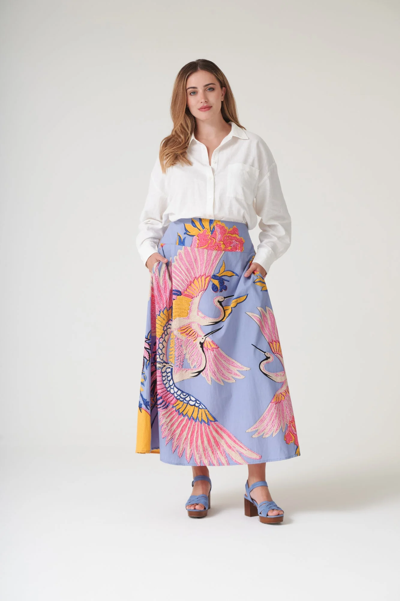 Crane Periwinkle A-line Maxi Skirt