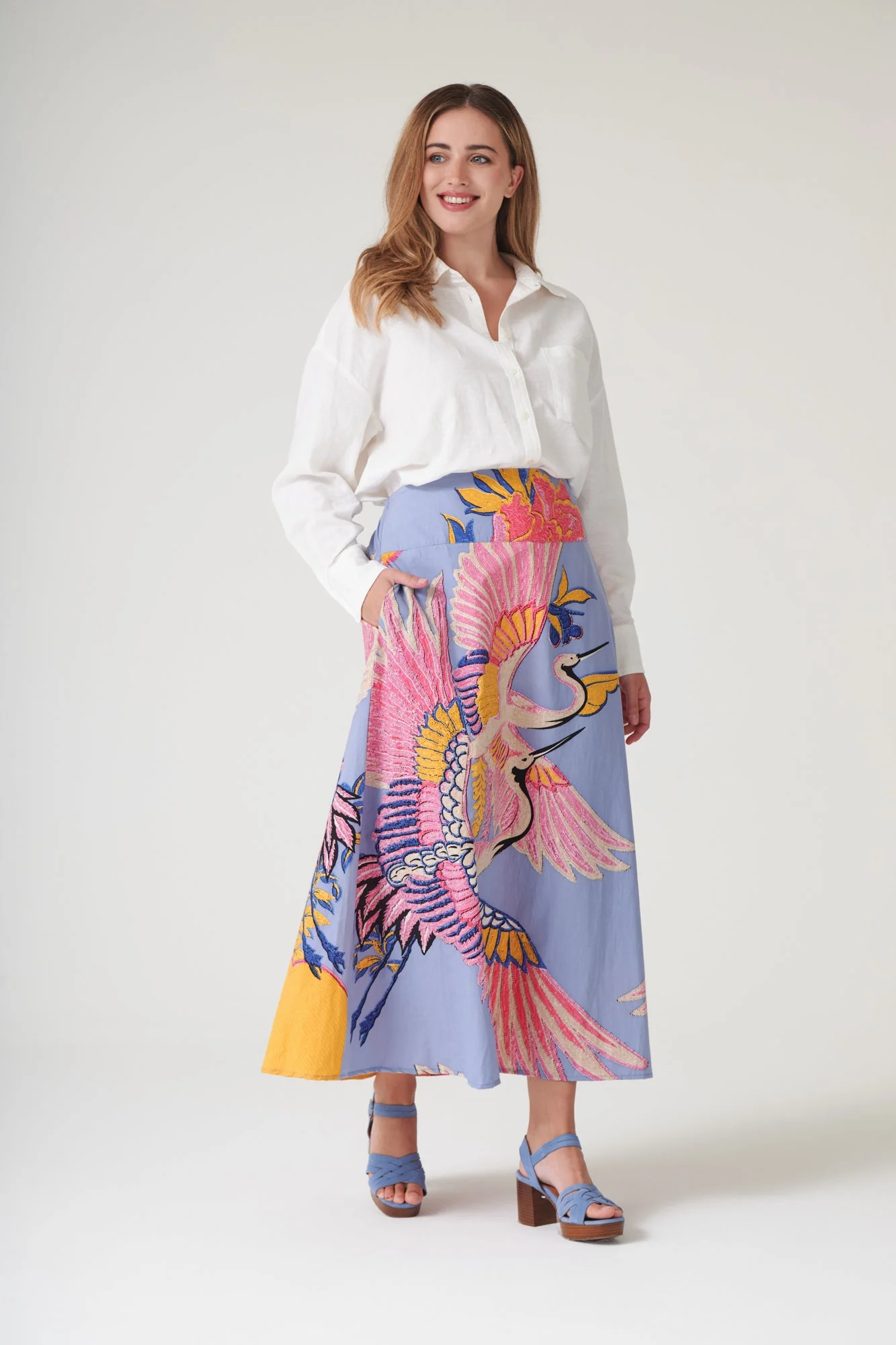 Crane Periwinkle A-line Maxi Skirt - Image 3