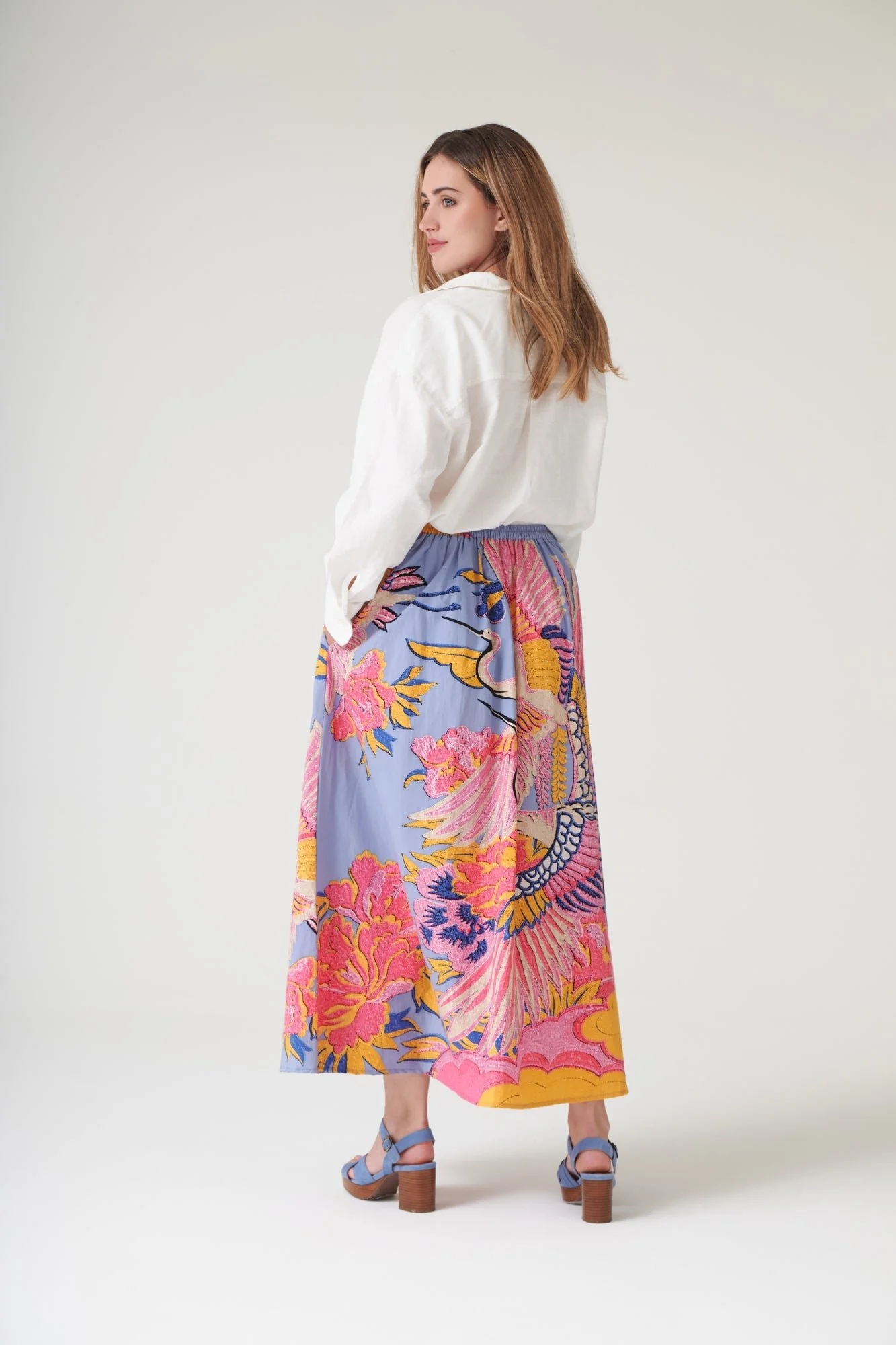 Crane Periwinkle A-line Maxi Skirt - Image 4