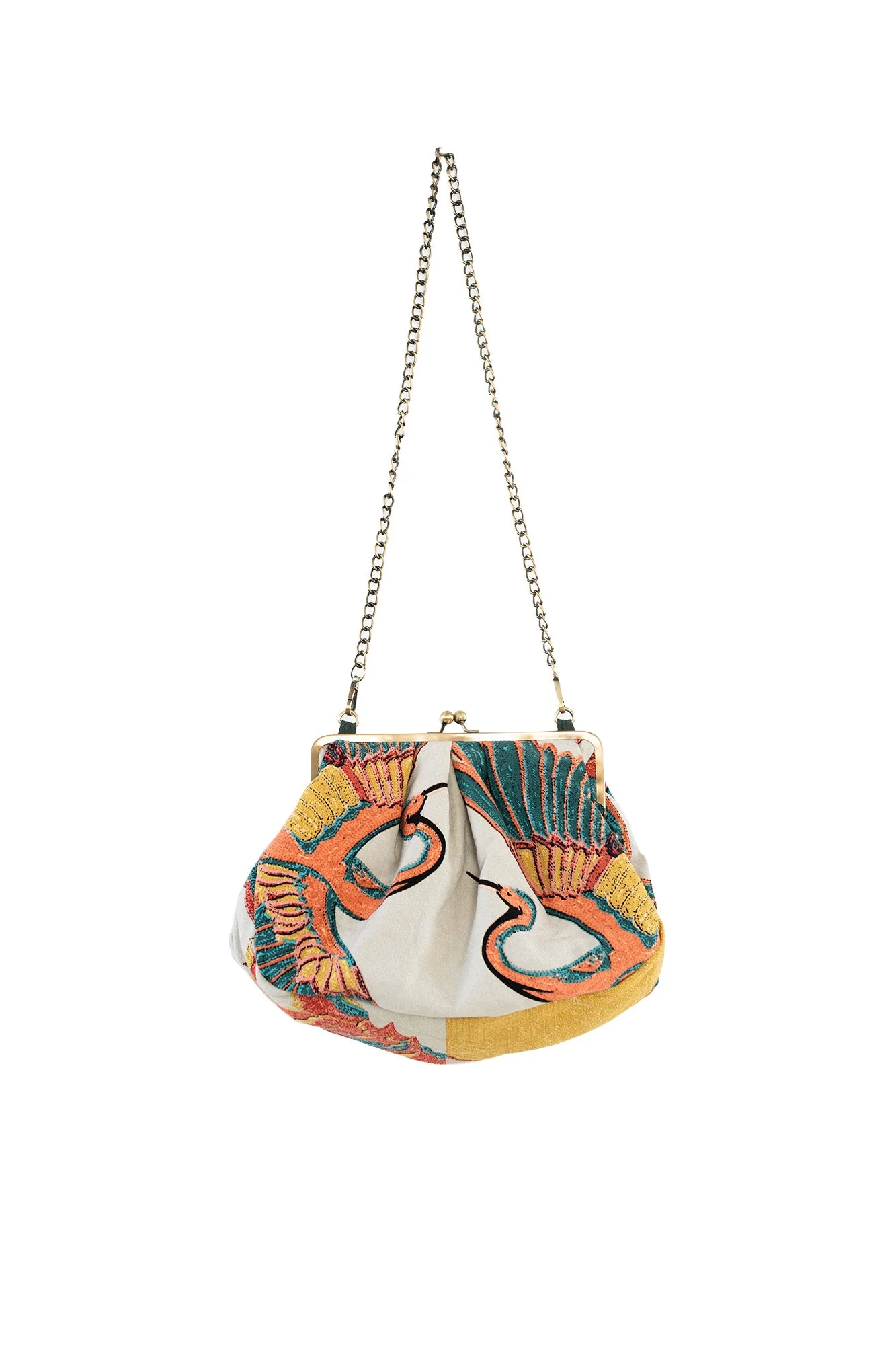 Crane Stone Kiss Lock Clutch Bag