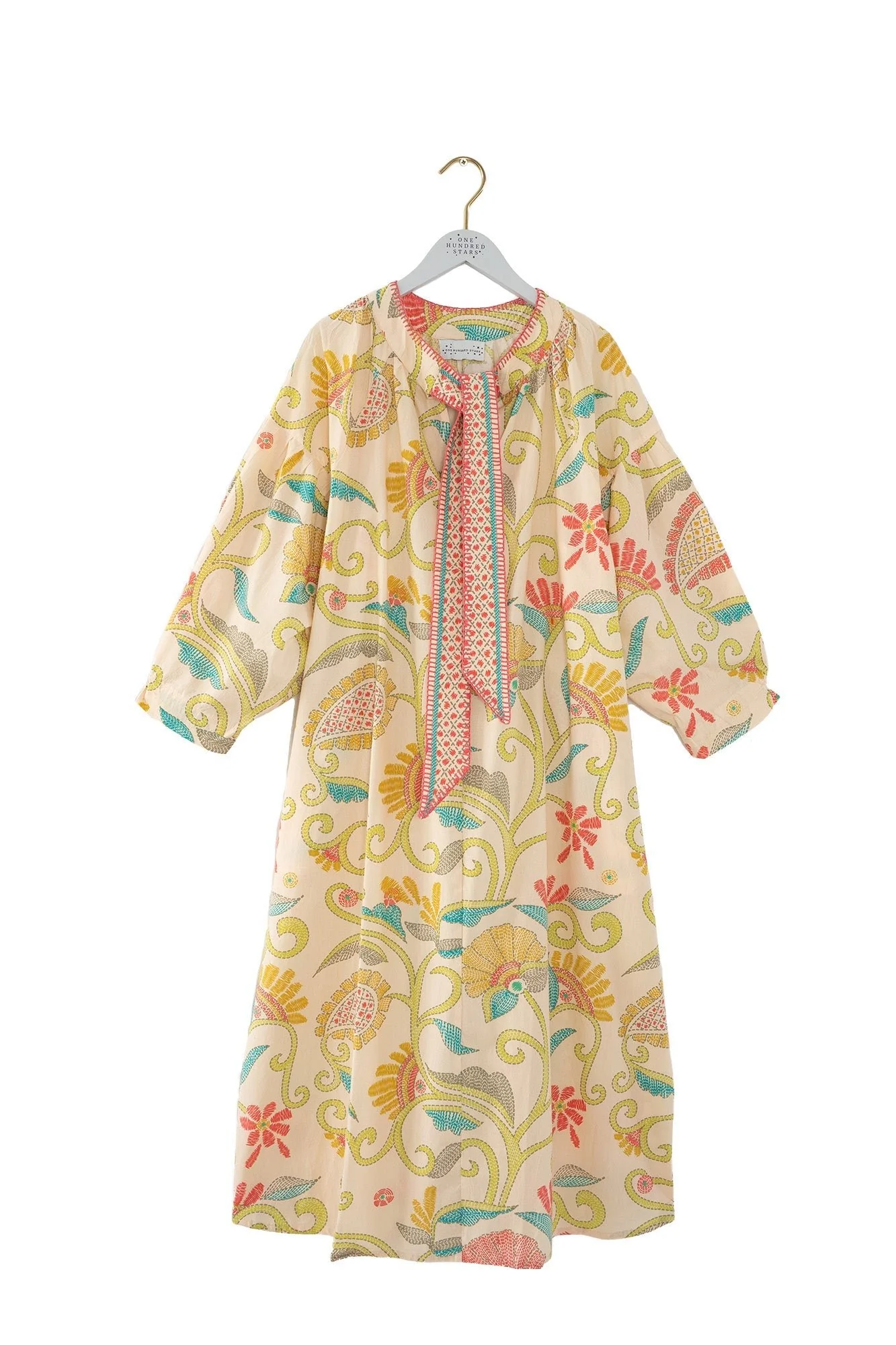 Giant Kantha Lime Tie Dress - Image 4