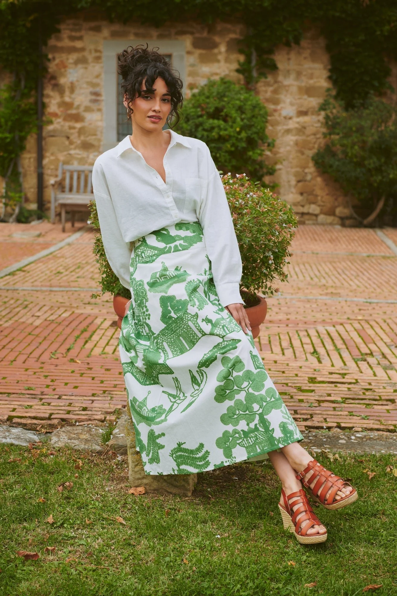 Giant Willow Green A-line Maxi Skirt