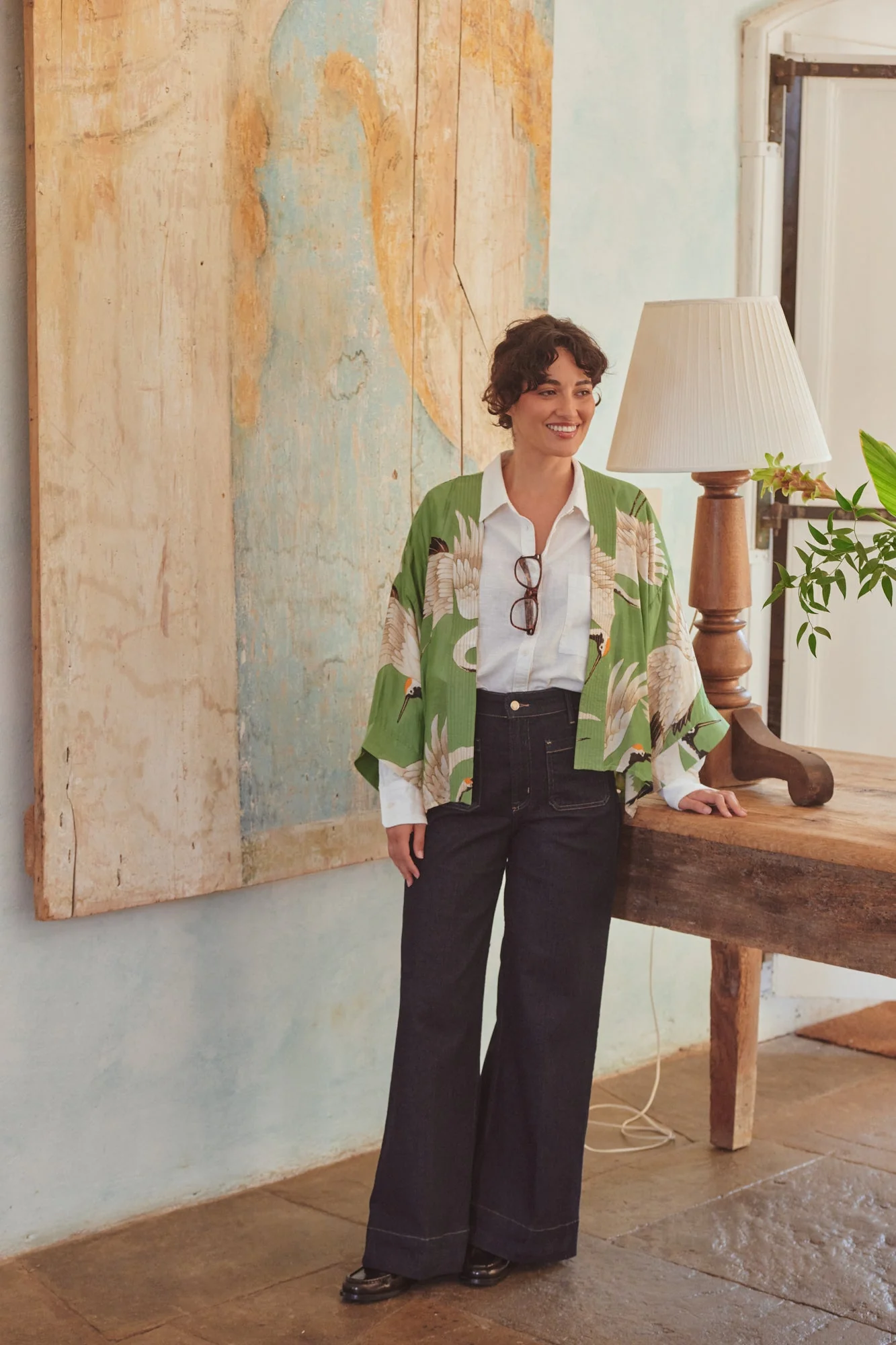 Stork Pea Green Kimono - Image 2