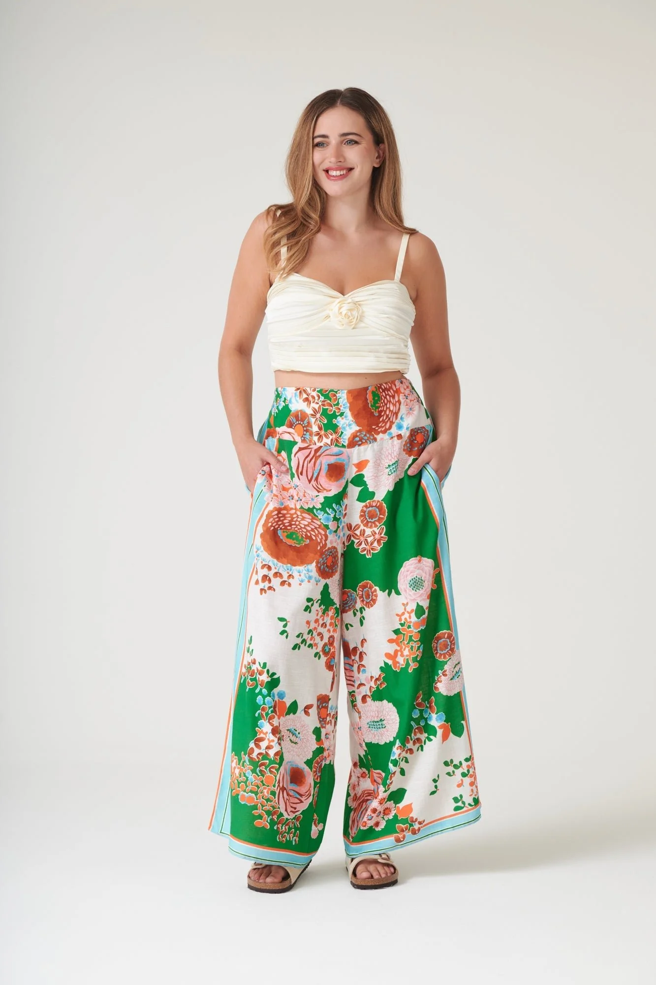 Kitsch Bouquet Green Palazzo Pants - Image 4