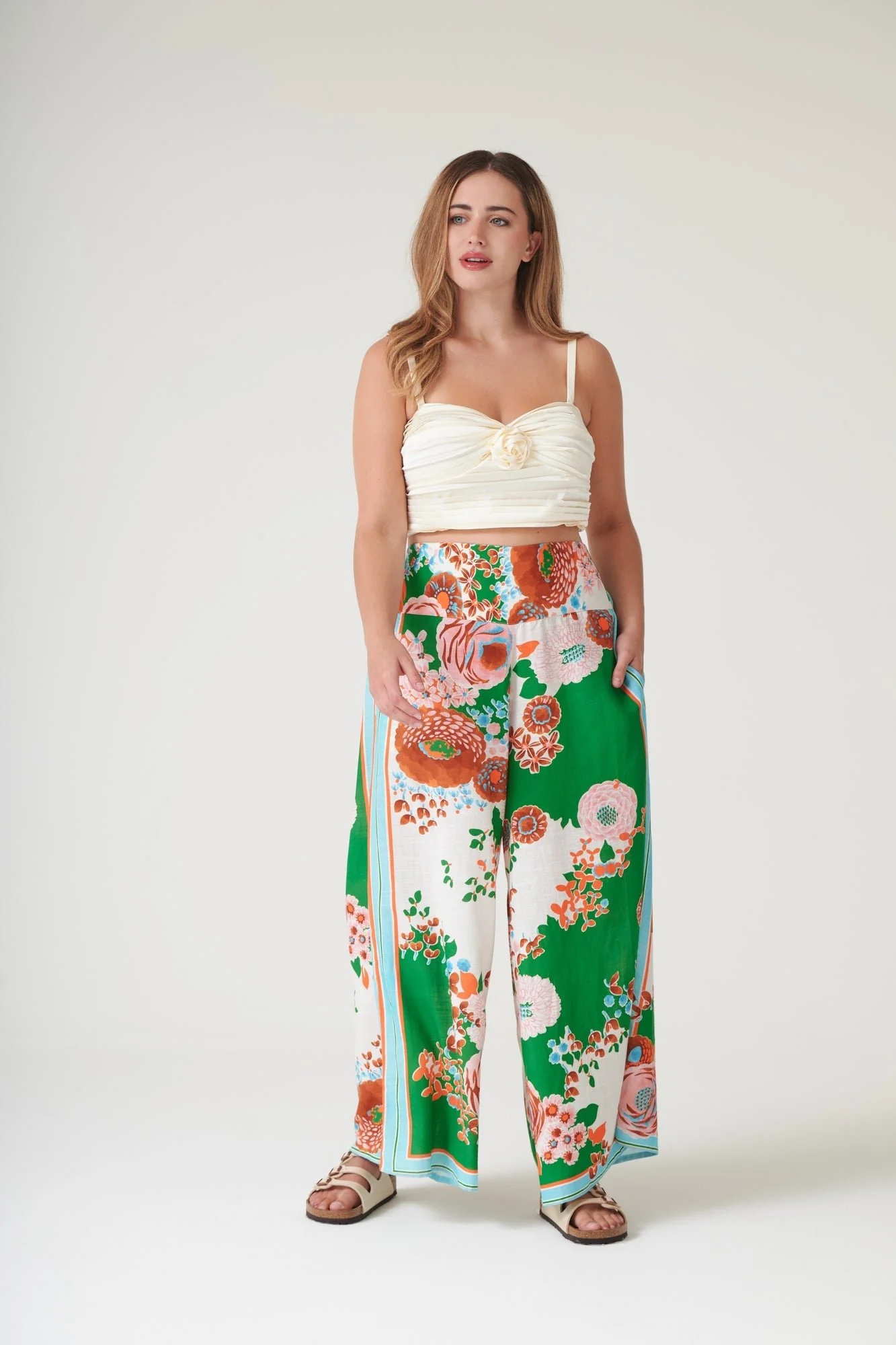 Kitsch Bouquet Green Palazzo Pants - Image 5