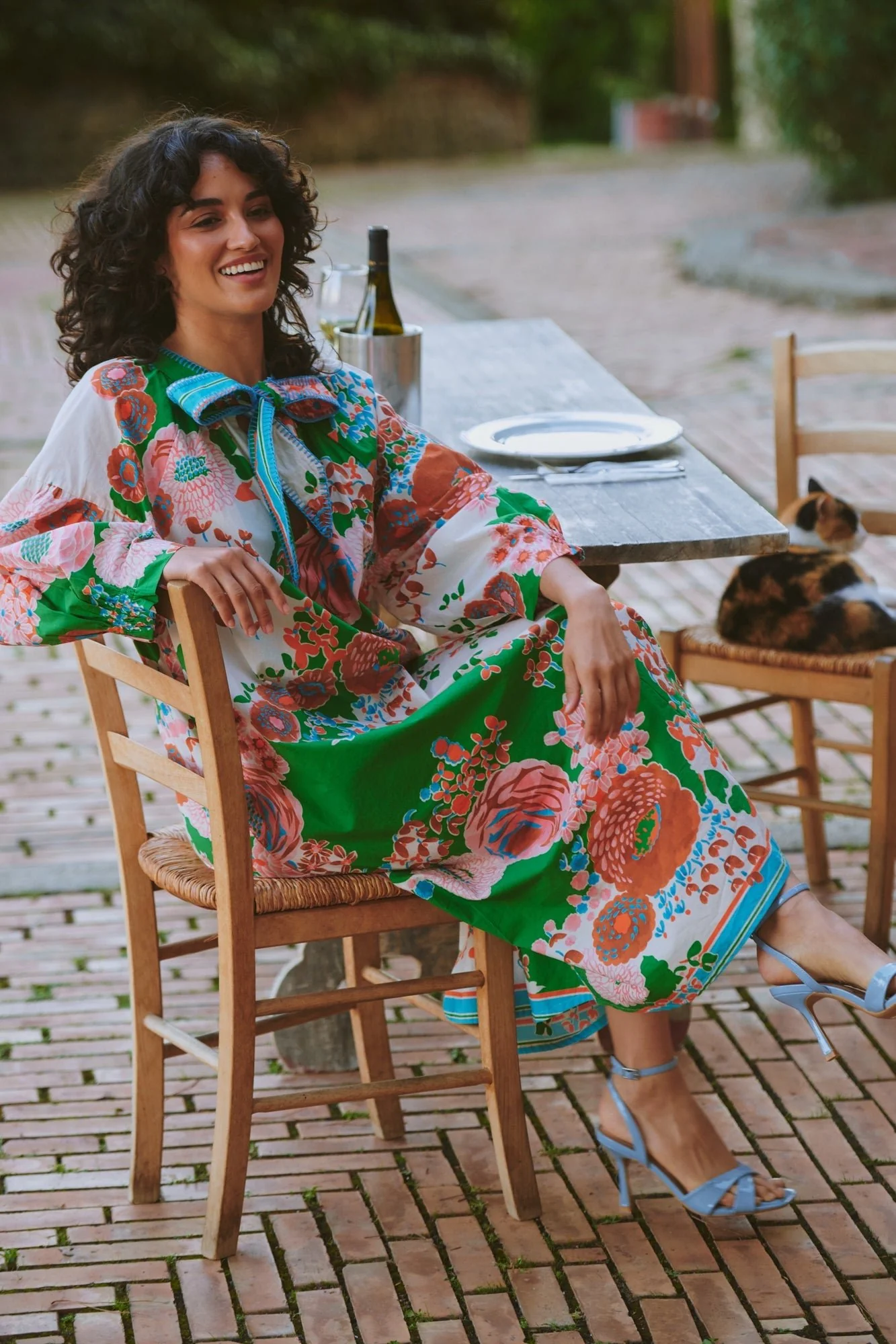 Kitsch Bouquet Green Tie Dress - Image 3