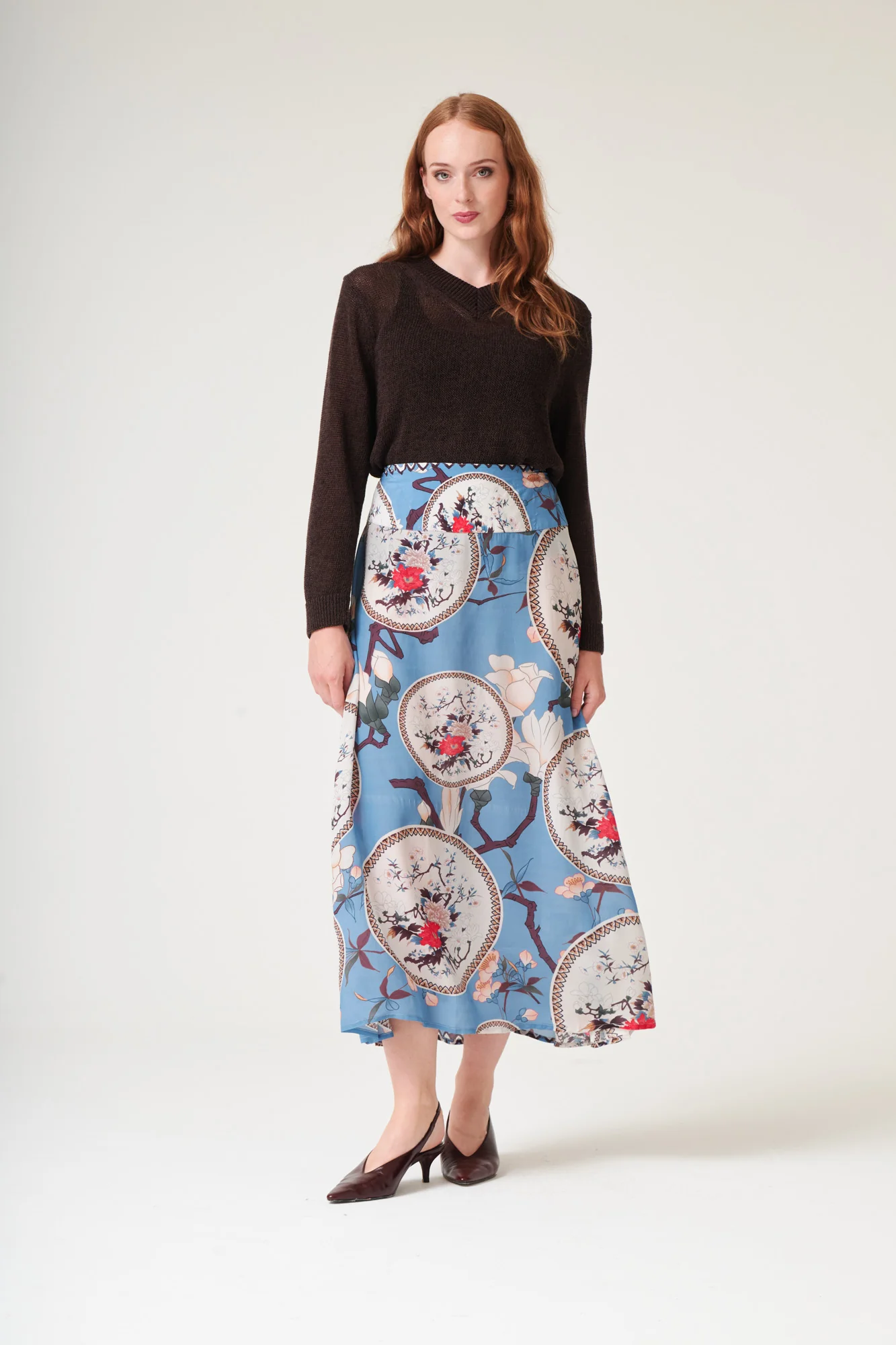 Magnolia Plates Blue A-line Maxi Skirt - Image 2