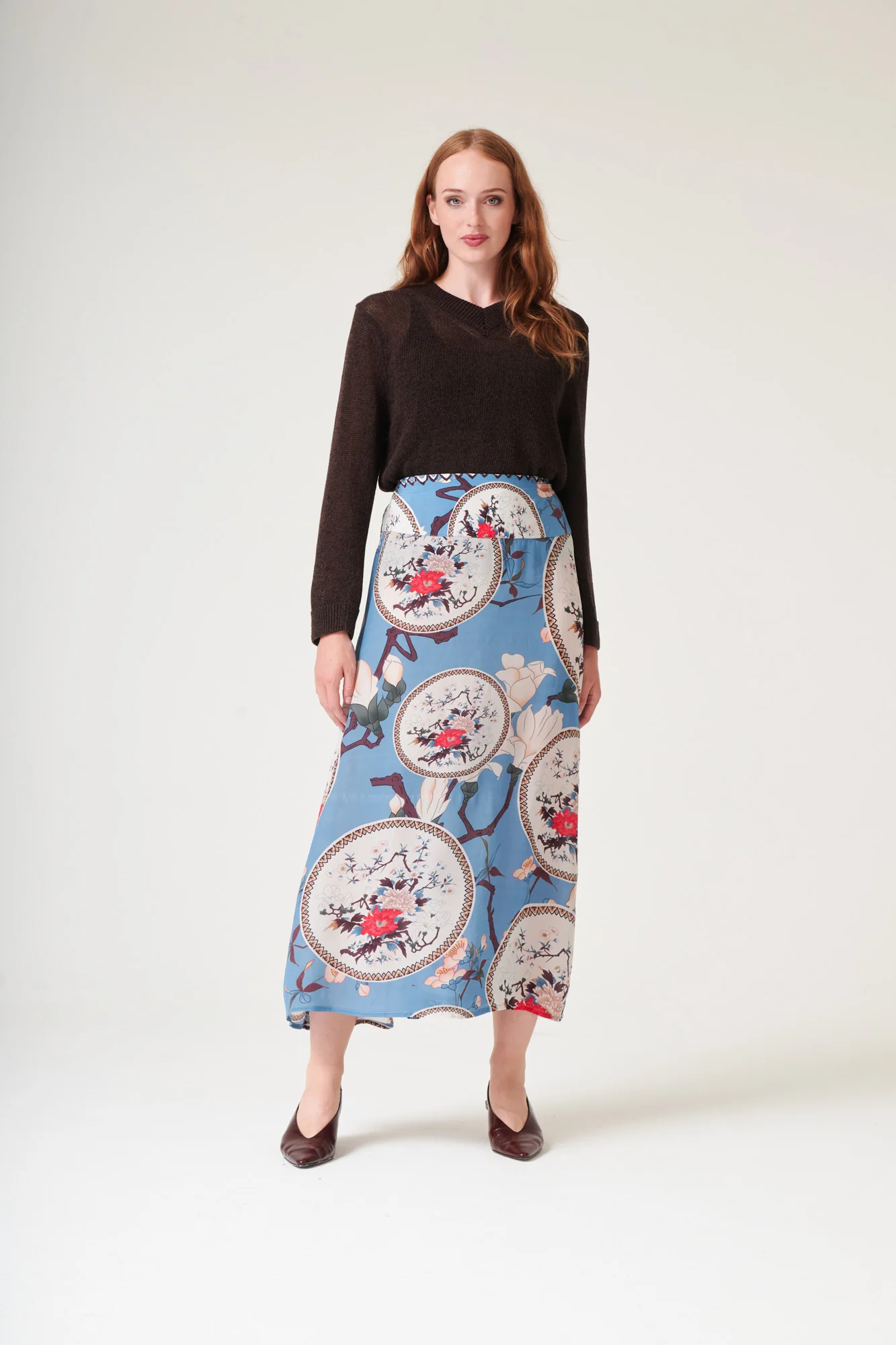 Magnolia Plates Blue A-line Maxi Skirt - Image 3