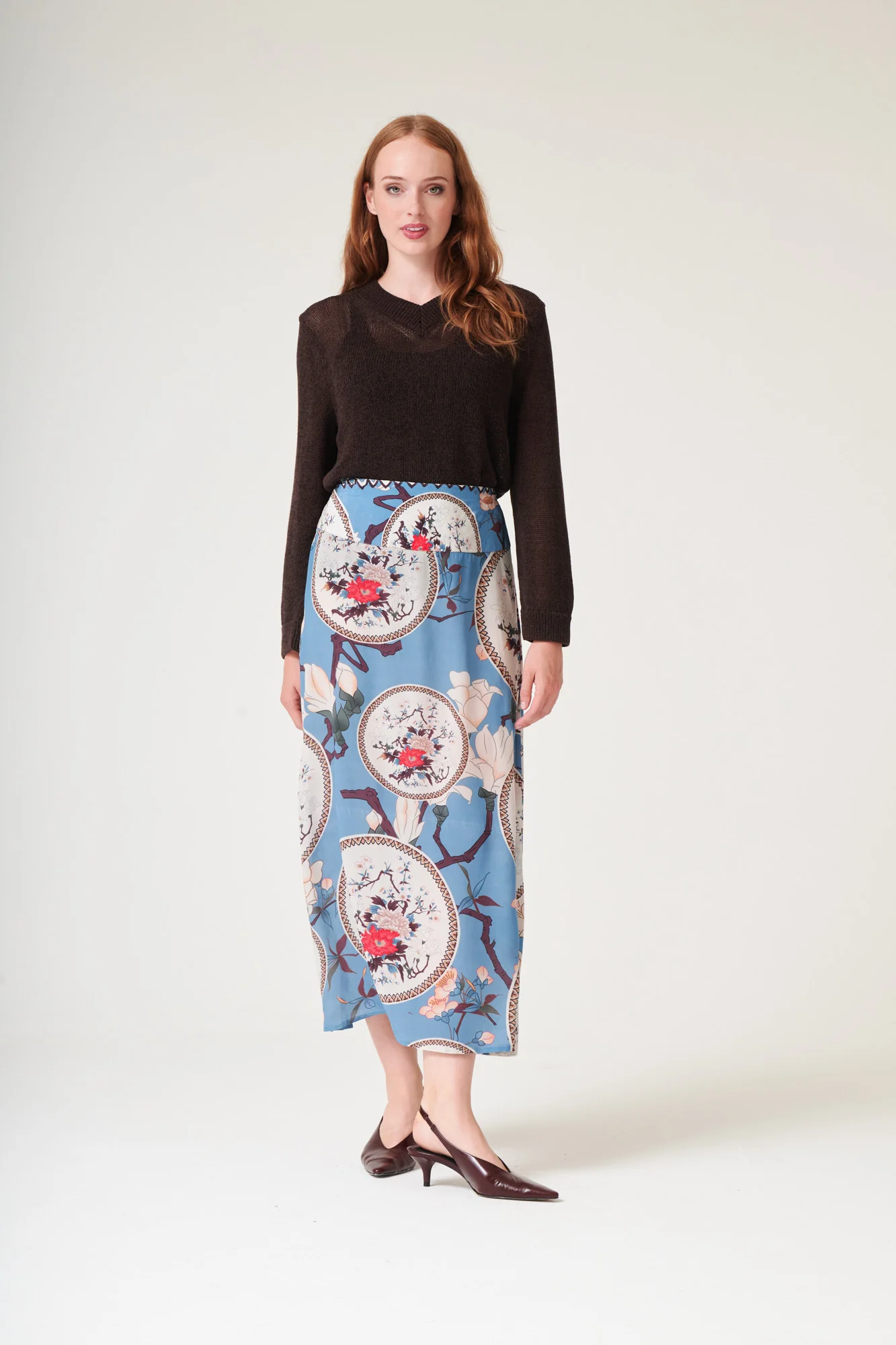 Magnolia Plates Blue A-line Maxi Skirt - Image 4