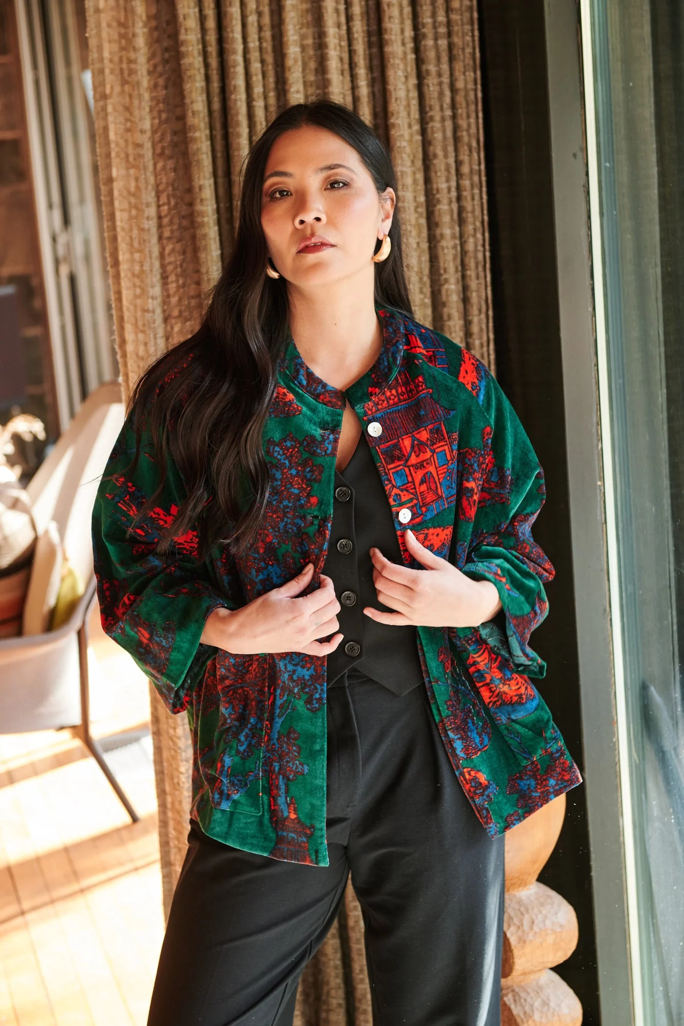 Pagoda Forest Velvet Jacket - Image 4