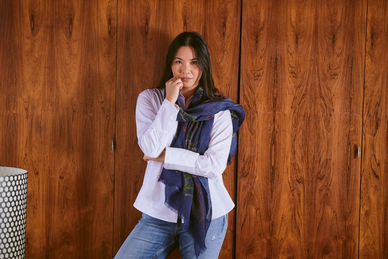 Parsley Seed Navy Wool Scarf - Image 3