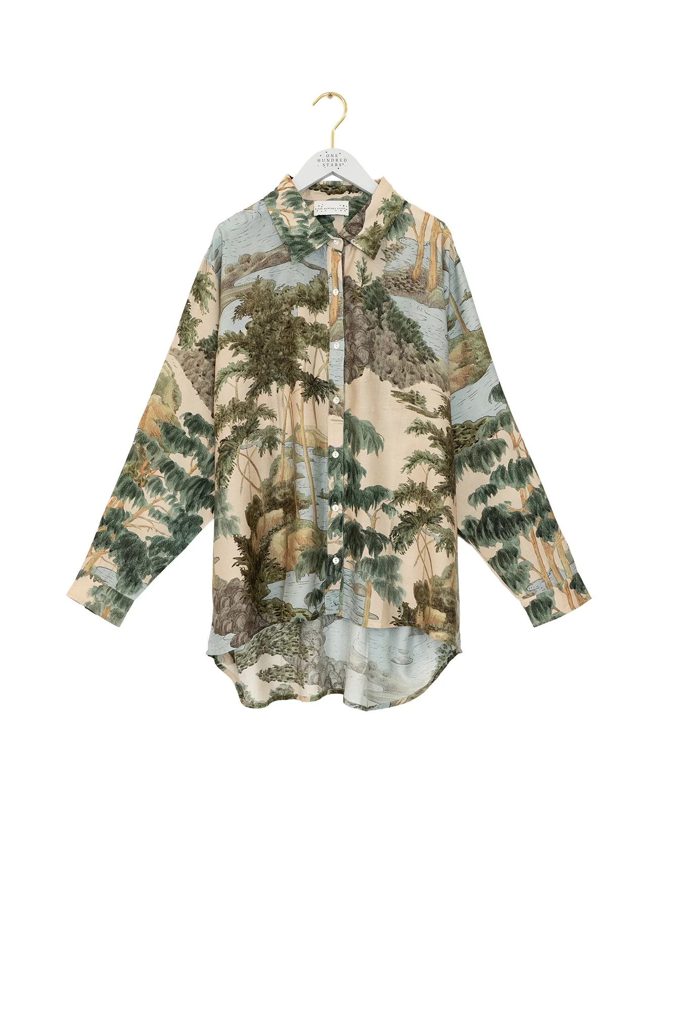 Rivers and Trees Natural Oversized Shirt - Image 3