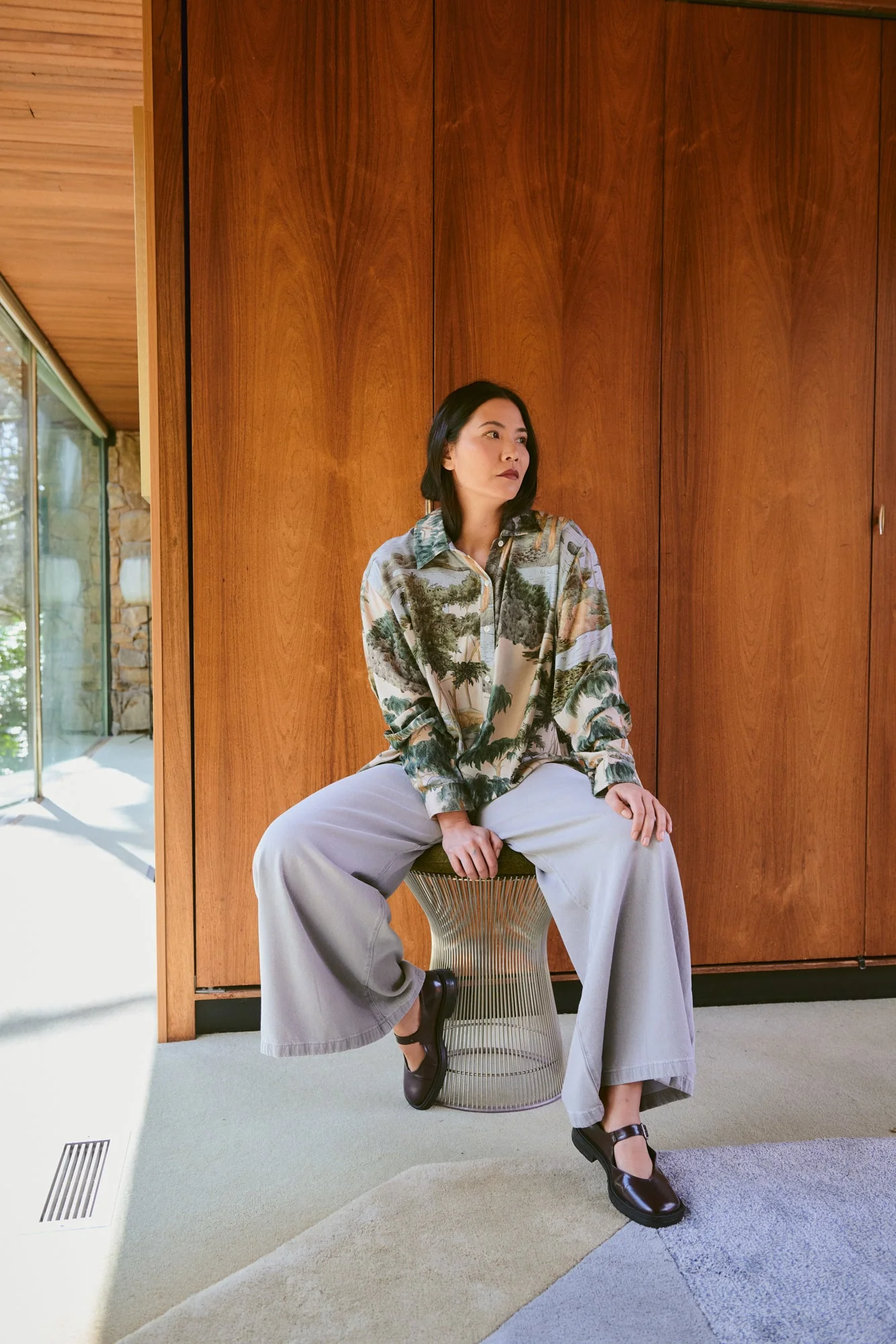 Rivers and Trees Natural Oversized Shirt - Image 4