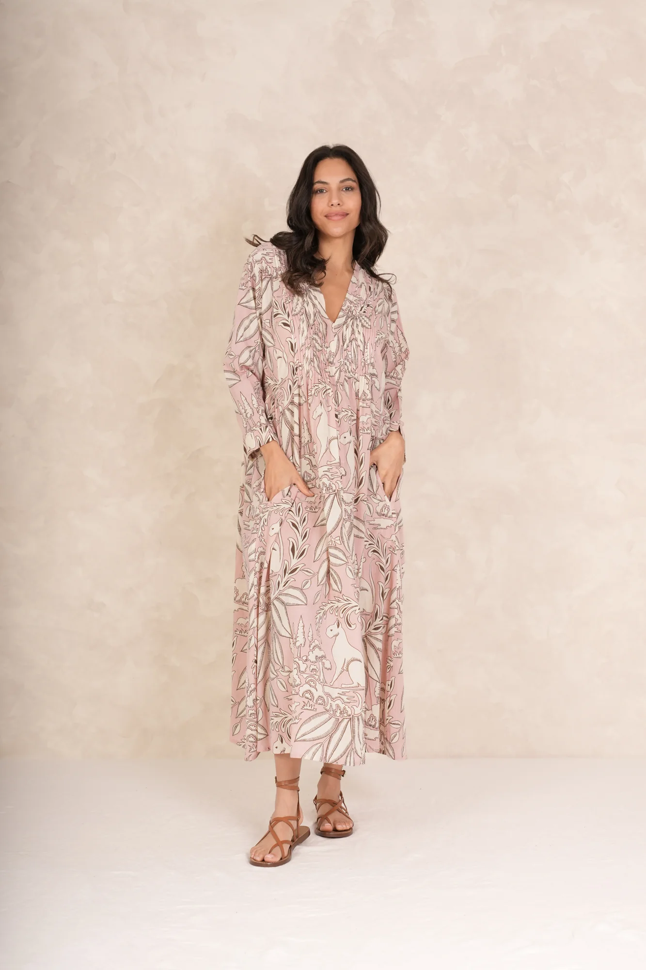 Sphinx Pink Pinch Pleat Dress - Image 5