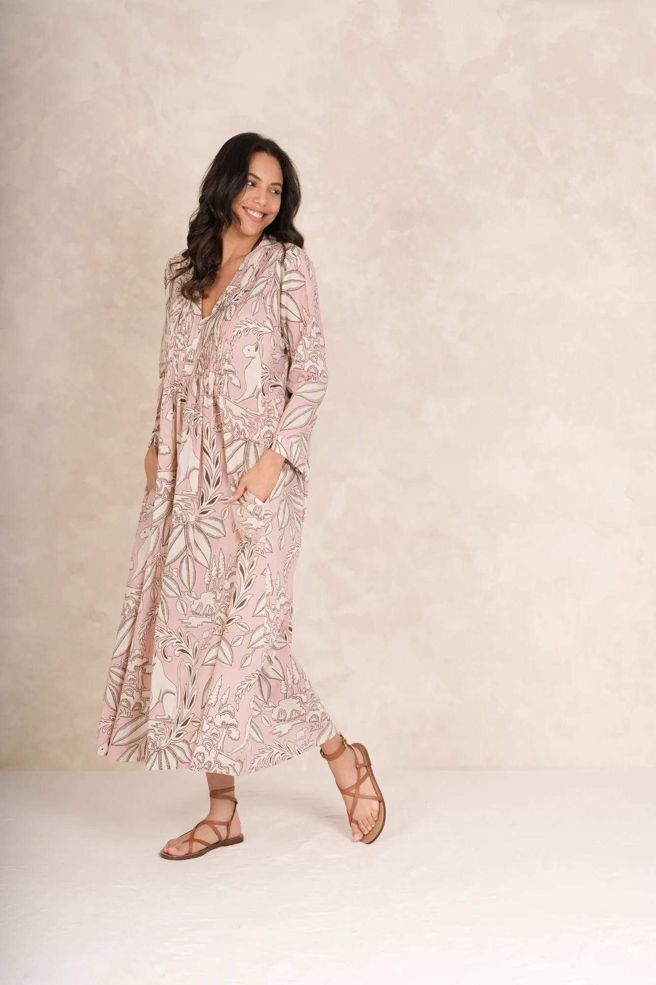 Sphinx Pink Pinch Pleat Dress - Image 6