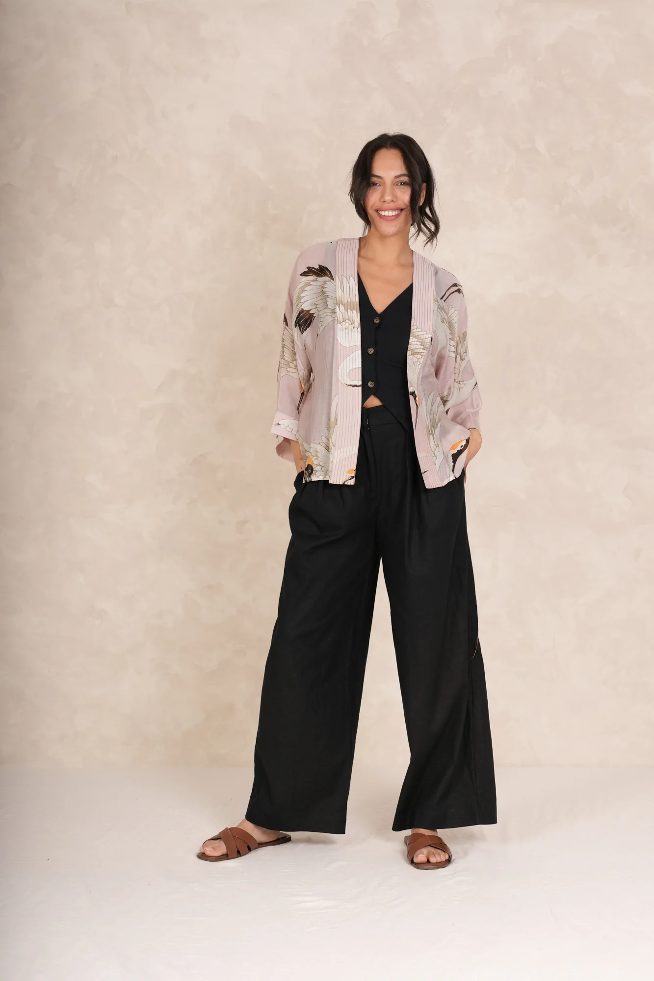 Stork Plaster Pink Kimono - Image 3