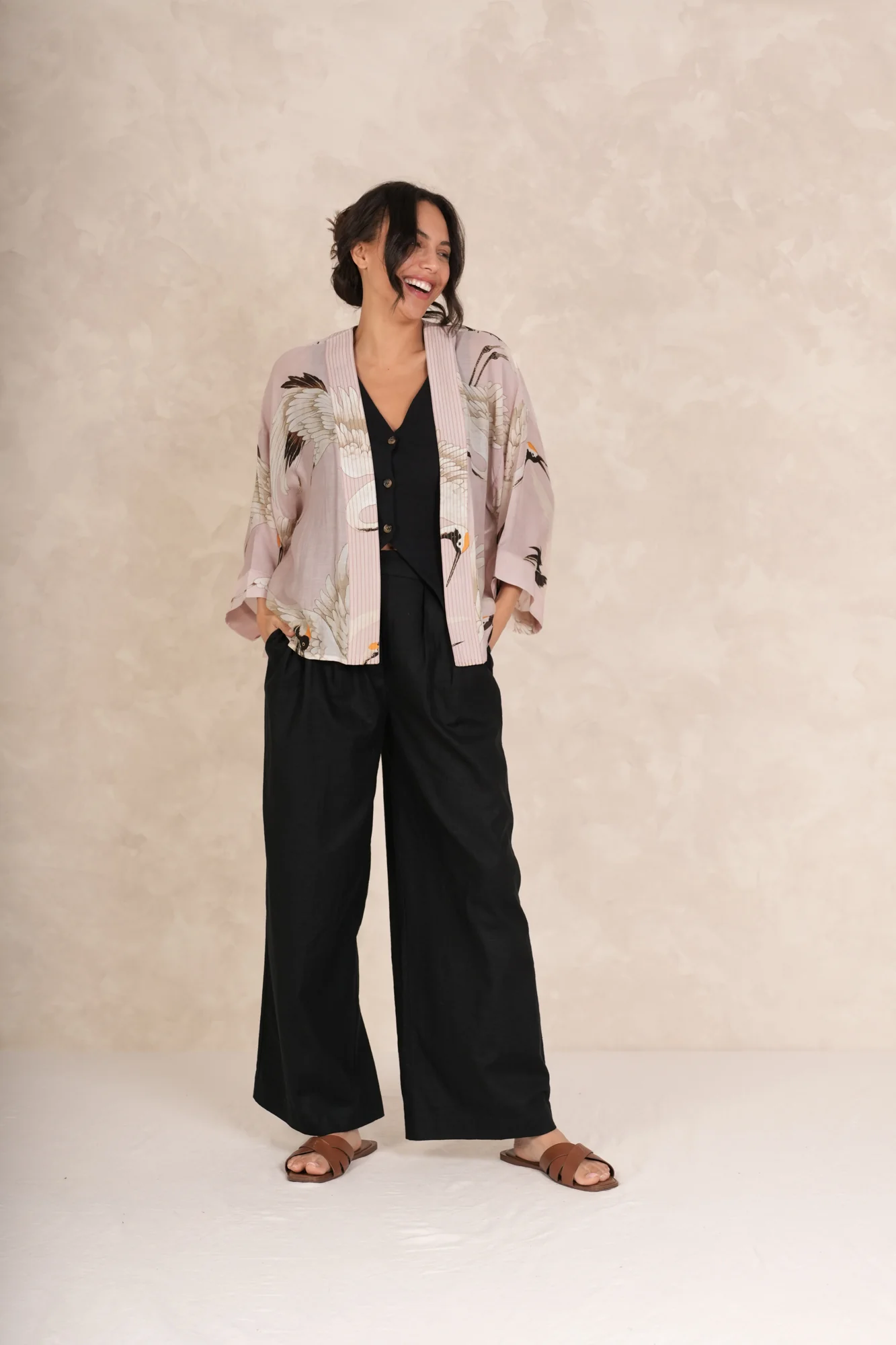 Stork Plaster Pink Kimono - Image 4