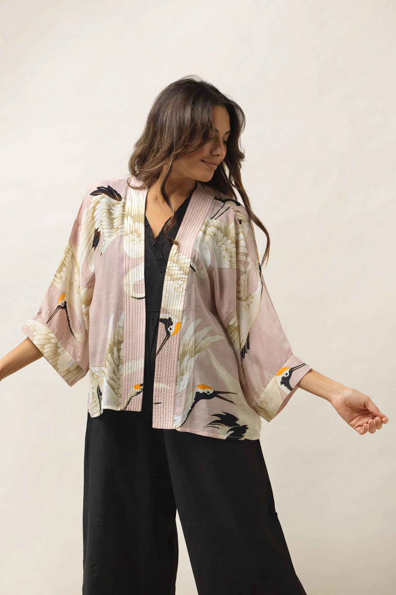 Stork Plaster Pink Kimono - Image 5