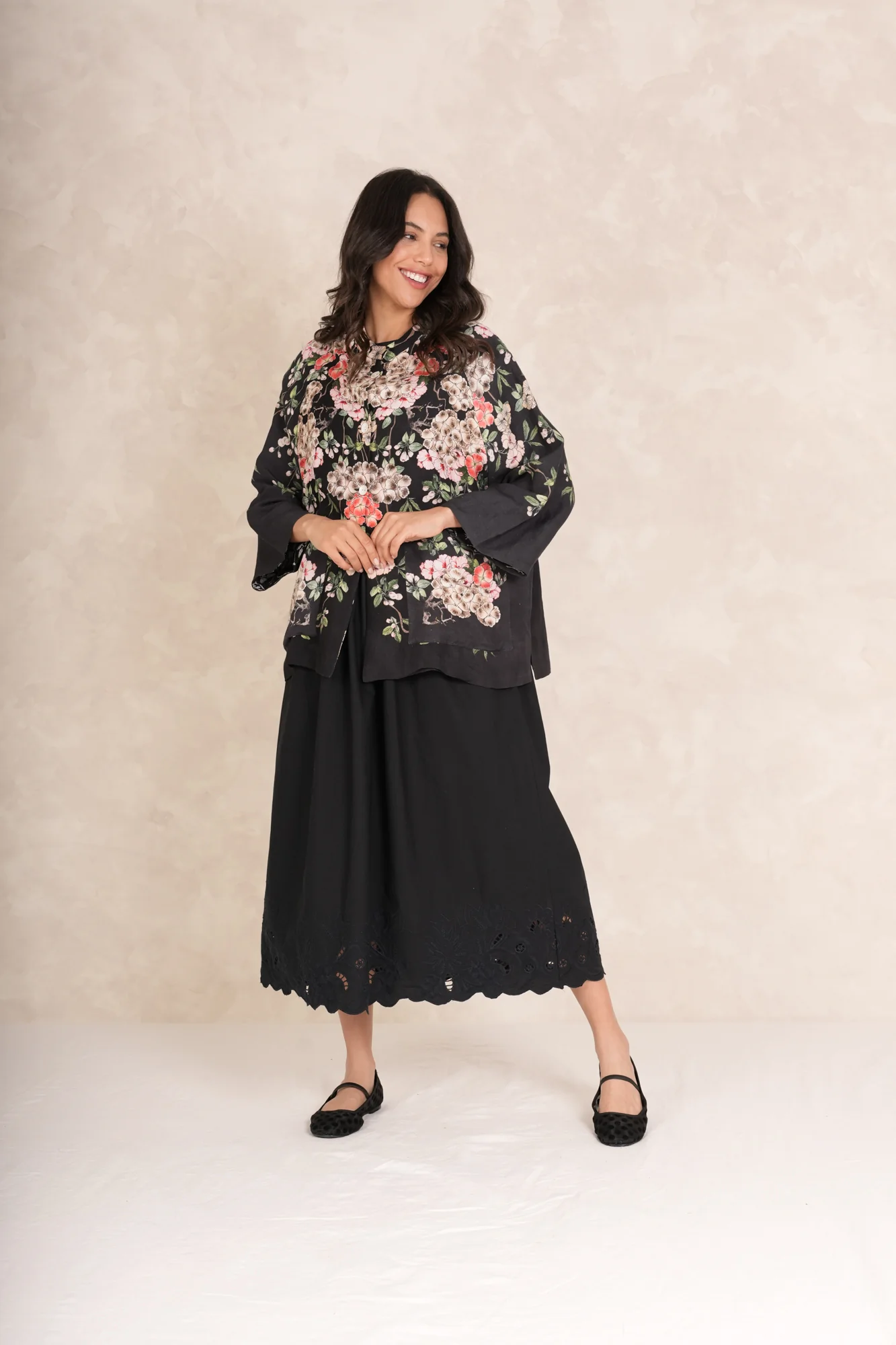 Trailing Blossom Black Summer Jacket - Image 3